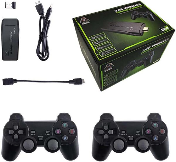 M8 4K Retro Game Stick, HD Home Video Retro Game Console with 2 Wireless Controllers, HDMI Output, 20000+ Built-in Games (128GB)