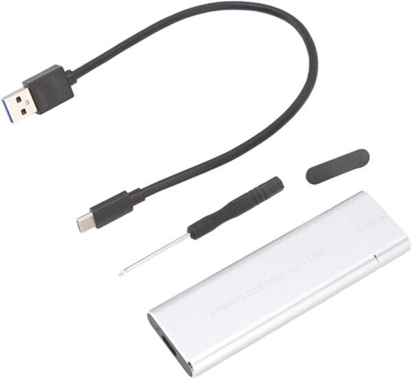 Aluminum M.2 NVME SATA SSD Enclosure Adapter, Tool-Free External SSD Reader USB C 3.1/3.2 Gen 2 10Gbps PCIe