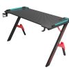 Gaming Desk with RGB LED Lights with Headphone Hook Cup Holder Gamer Workstation (140 X 60 X 73 CM)