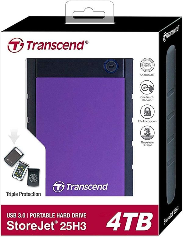 Transcend 4 TB StoreJet 25H3 2.5-inch USB3.0 Rugged External Hard Drive