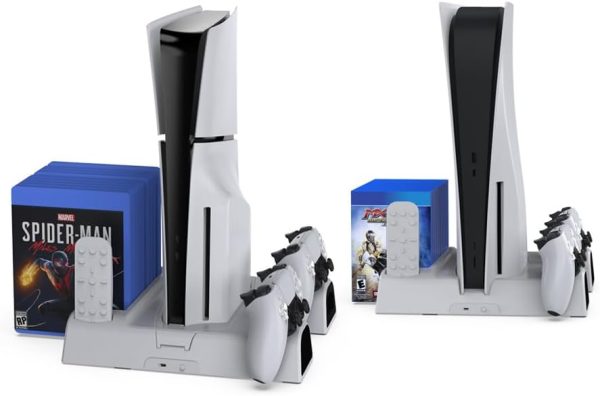Multifunctional Cooling Station with RGB LED Controller Charging Station for PS5 Standard/Slim