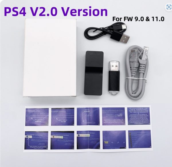 PS4 FW 9.0 11.0 Chipping Jailbreak Dongle GoldHen Version 2.0 with Ethernet Type-C Cable