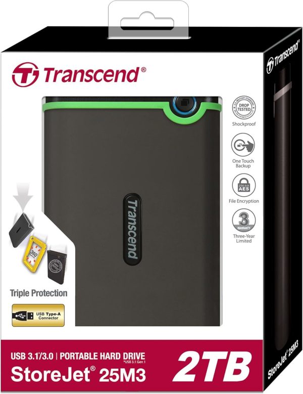 Transcend 2TB USB 3.1 Gen 1 StoreJet 25M3S Rugged External Hard Drive